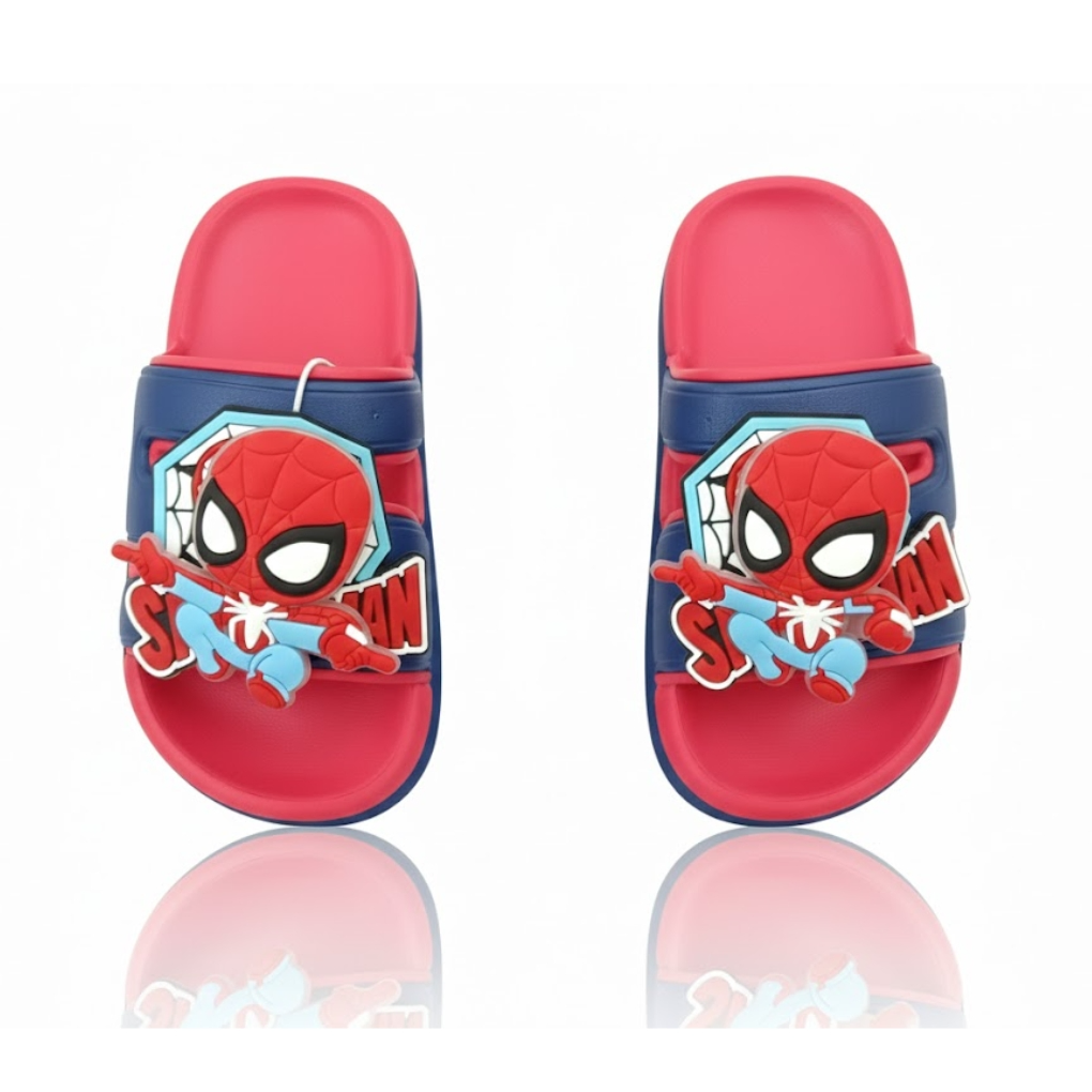 Marvel Spider-Man Glow Applique Kids Slide Slippers with Light (Red & Blue)